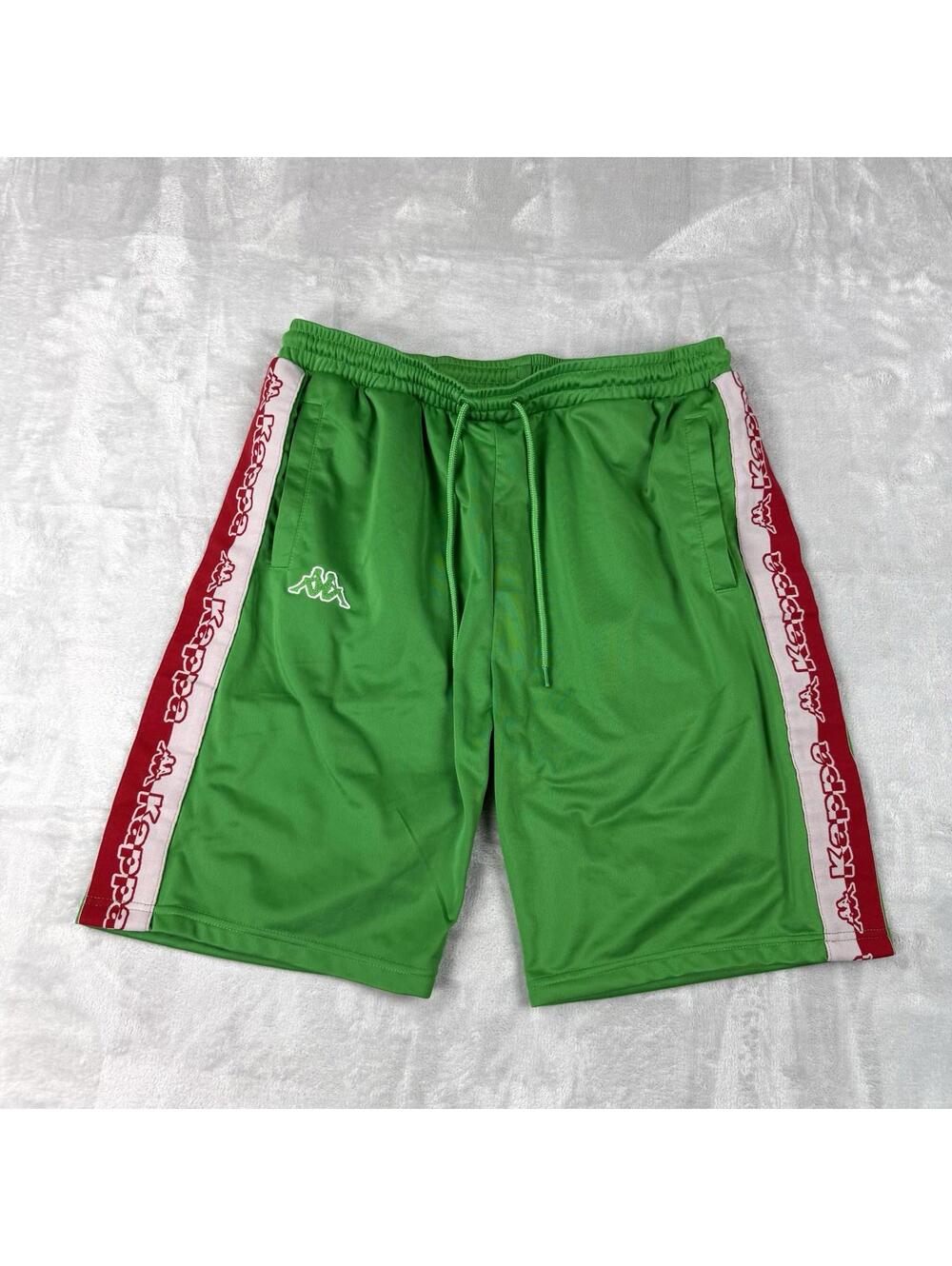 Kappa Logo 222 Banda Tape Shorts Green Red Athletic Streetwear Men Size XL Y2K